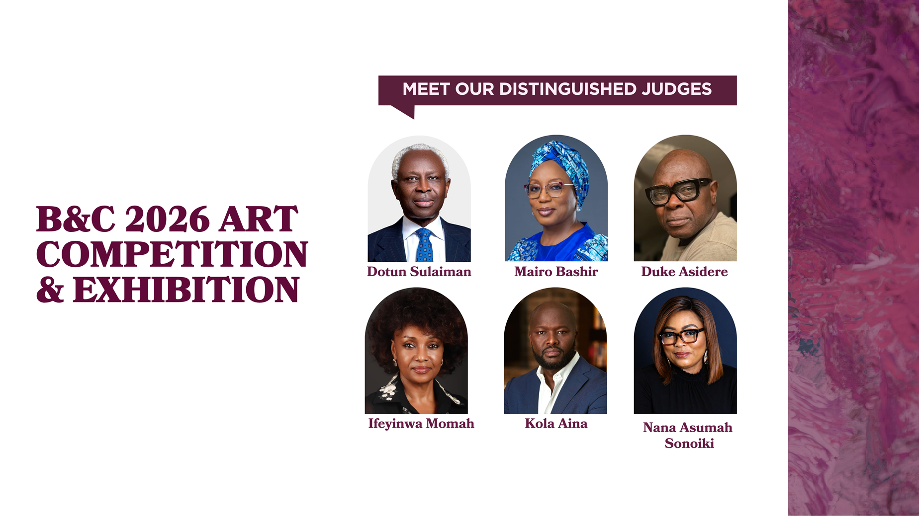 Distinguished Judges for the B&C 2026 Art Competition and Exhibition